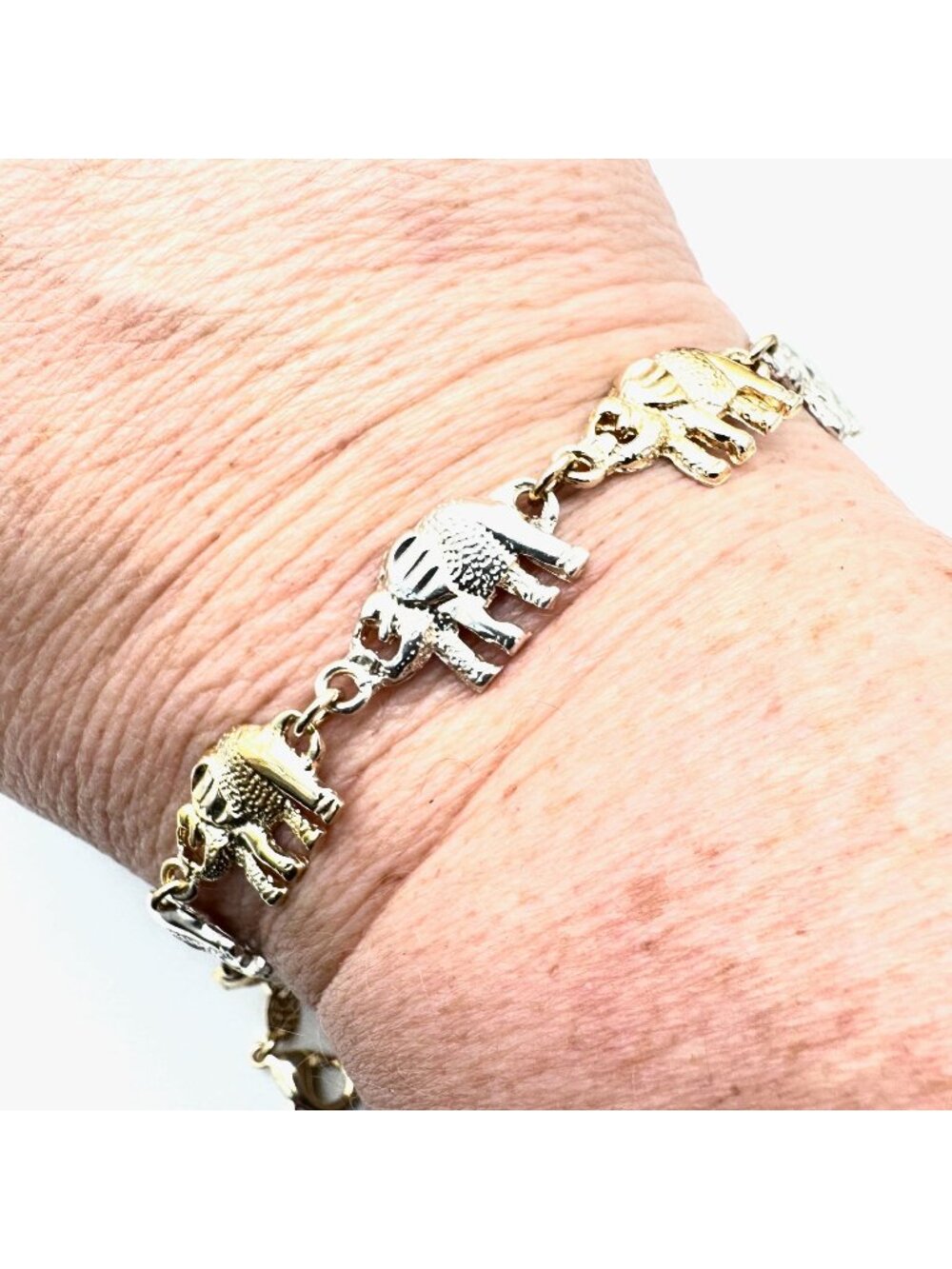Noah's Ark Bracelet 18K White Yellow Gold Filled Animals 7 Inch